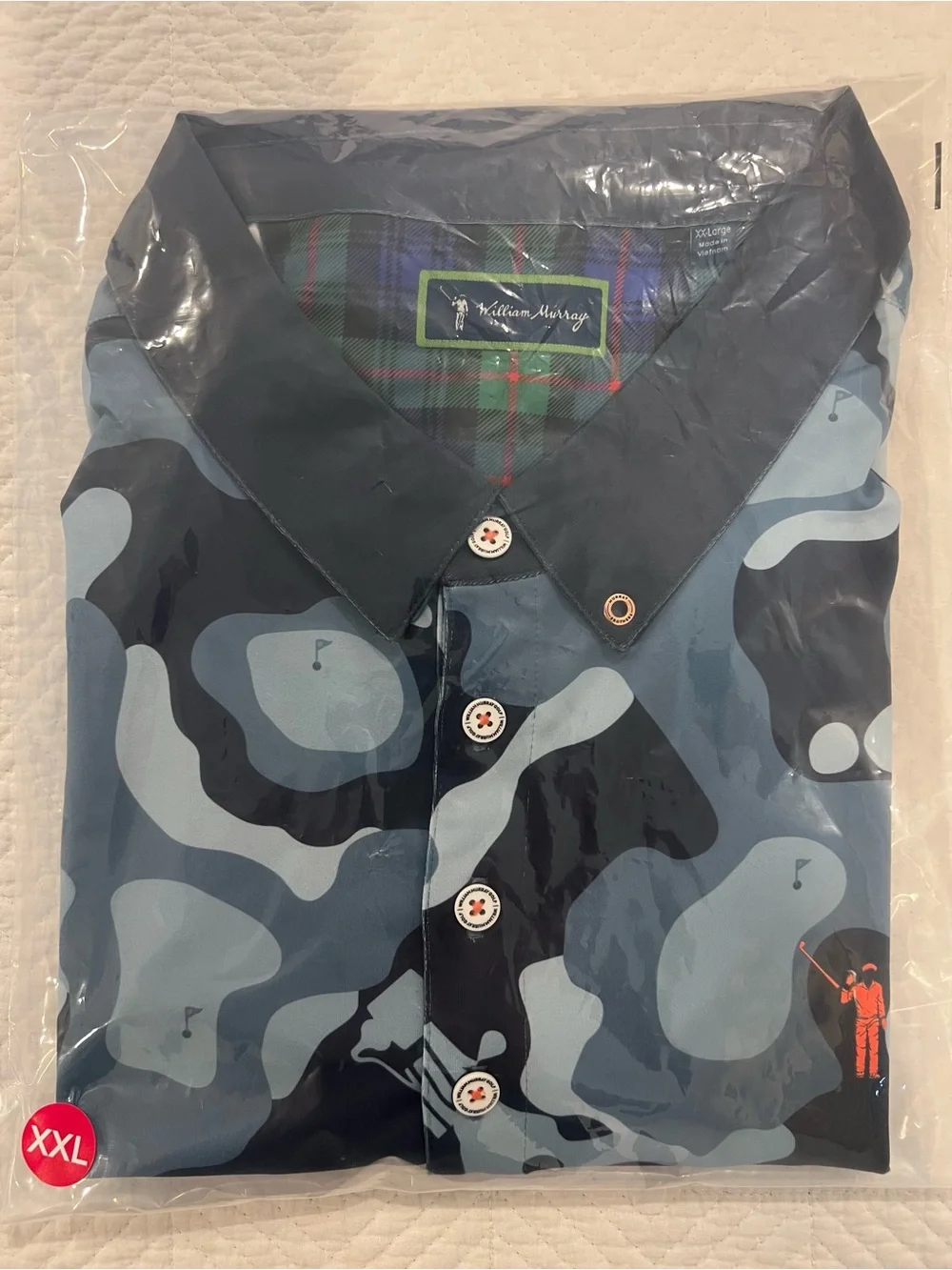 William Murray Golf Men’s 2XL Tito’s Vodka Blue Gray Camo Performance Golf Shirt - Picture 5 of 5